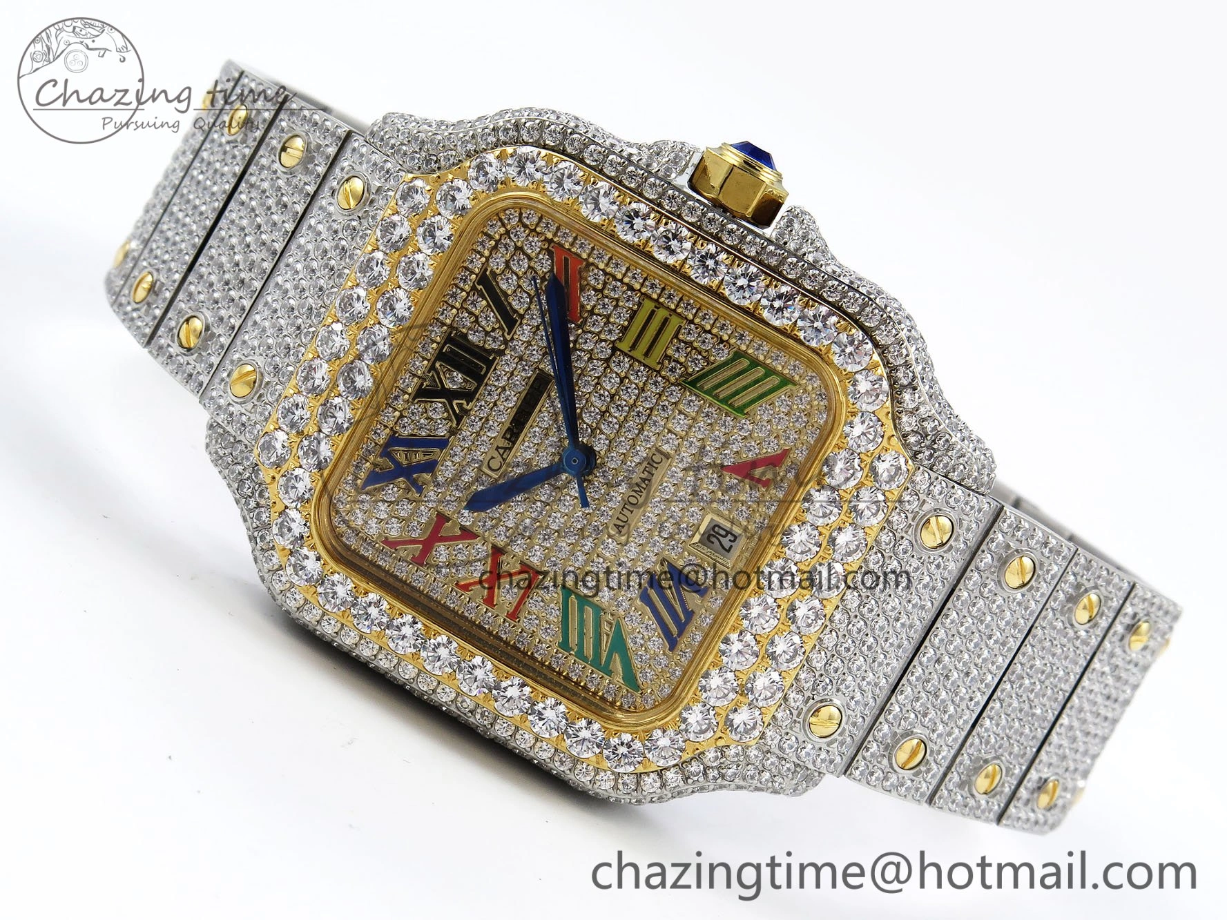 Santos De 40mm TWF 1:1 Best Edition Rainbow Dial 904L SS YG Case and Bracelet A Stylish 6018