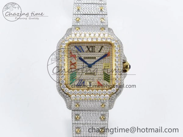 Santos De 40mm TWF 1:1 Best Edition Rainbow Dial 904L SS YG Case and Bracelet A Stylish 6018