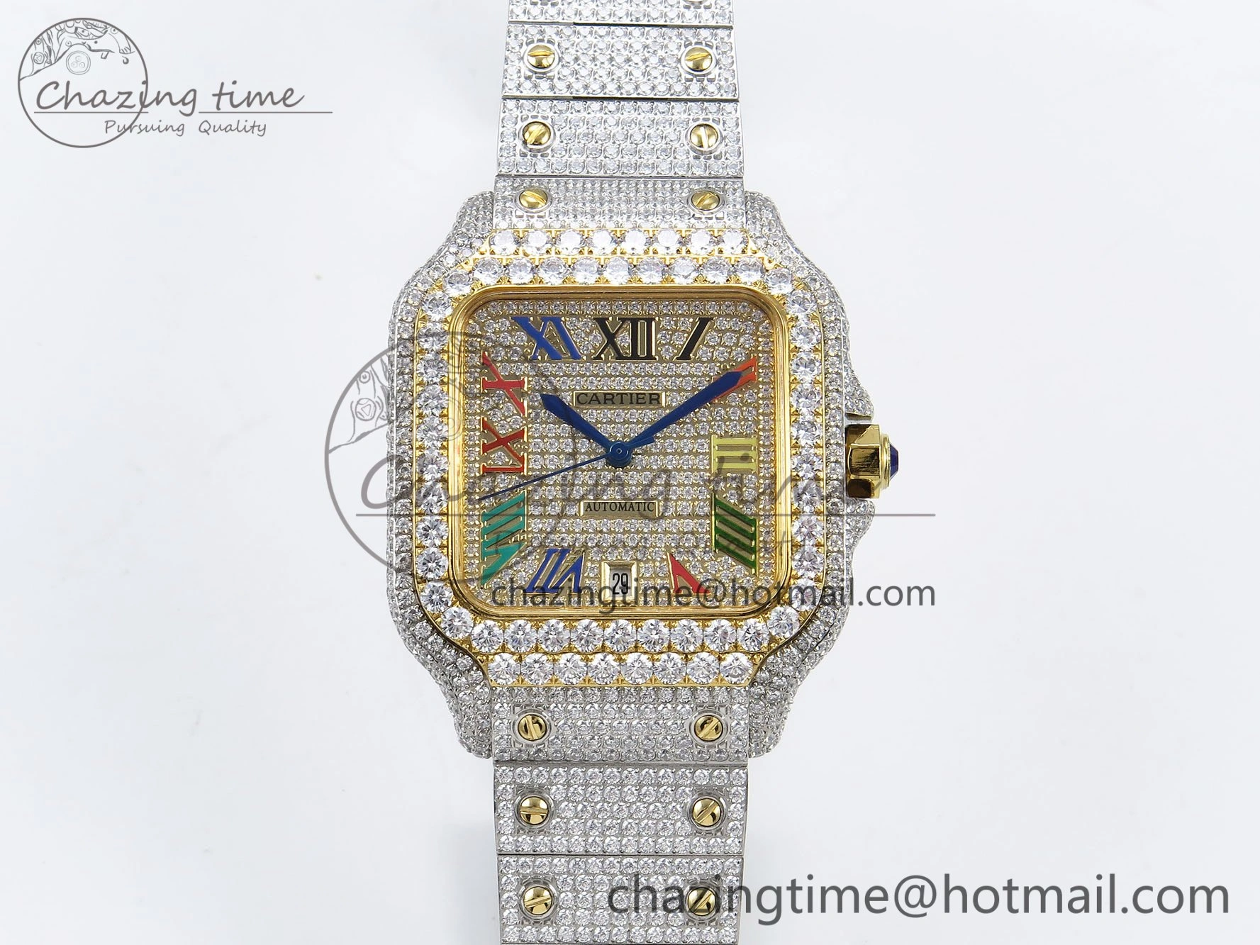 Santos De 40mm TWF 1:1 Best Edition Rainbow Dial 904L SS YG Case and Bracelet A Stylish 6018