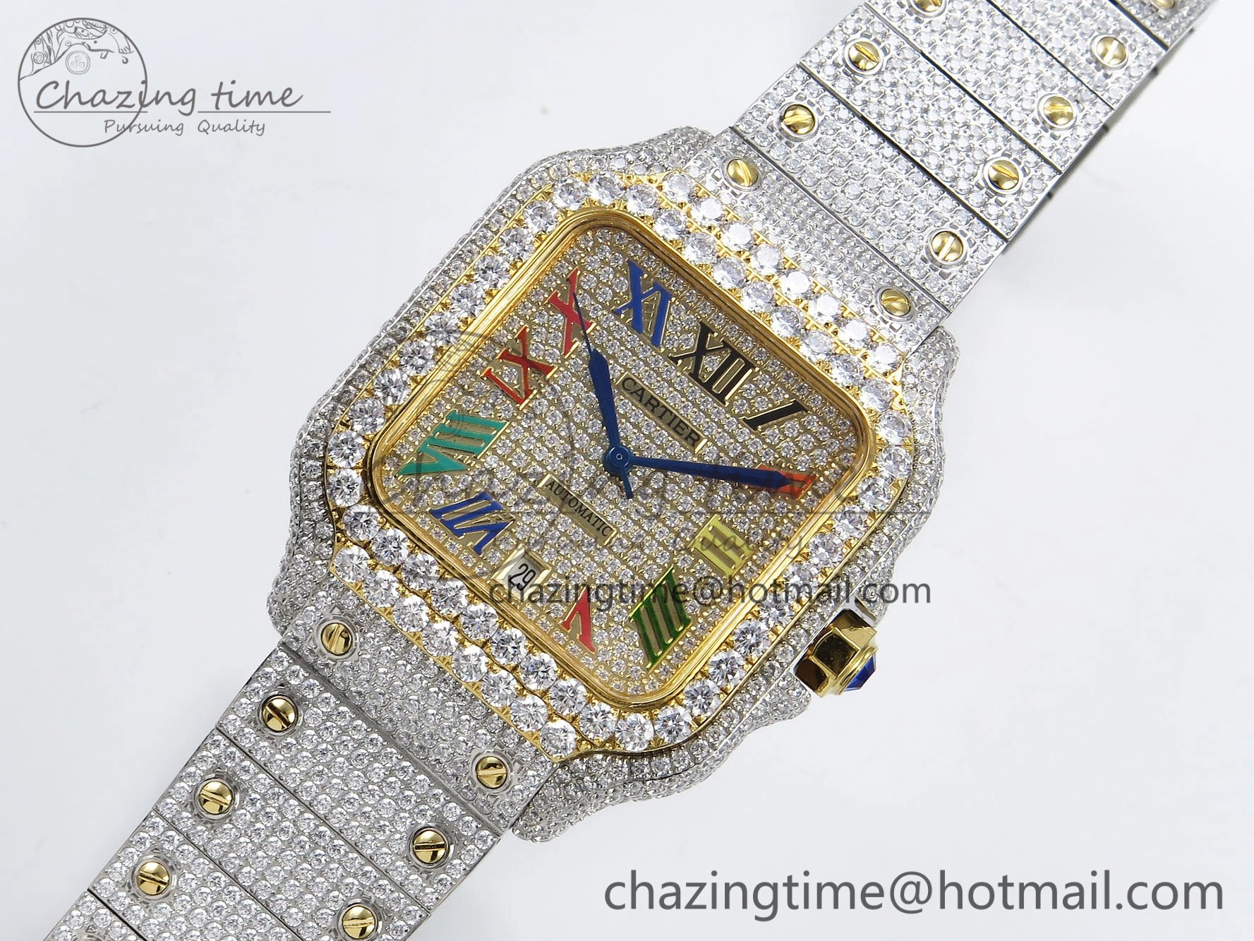 Santos De 40mm TWF 1:1 Best Edition Rainbow Dial 904L SS YG Case and Bracelet A Stylish 6018