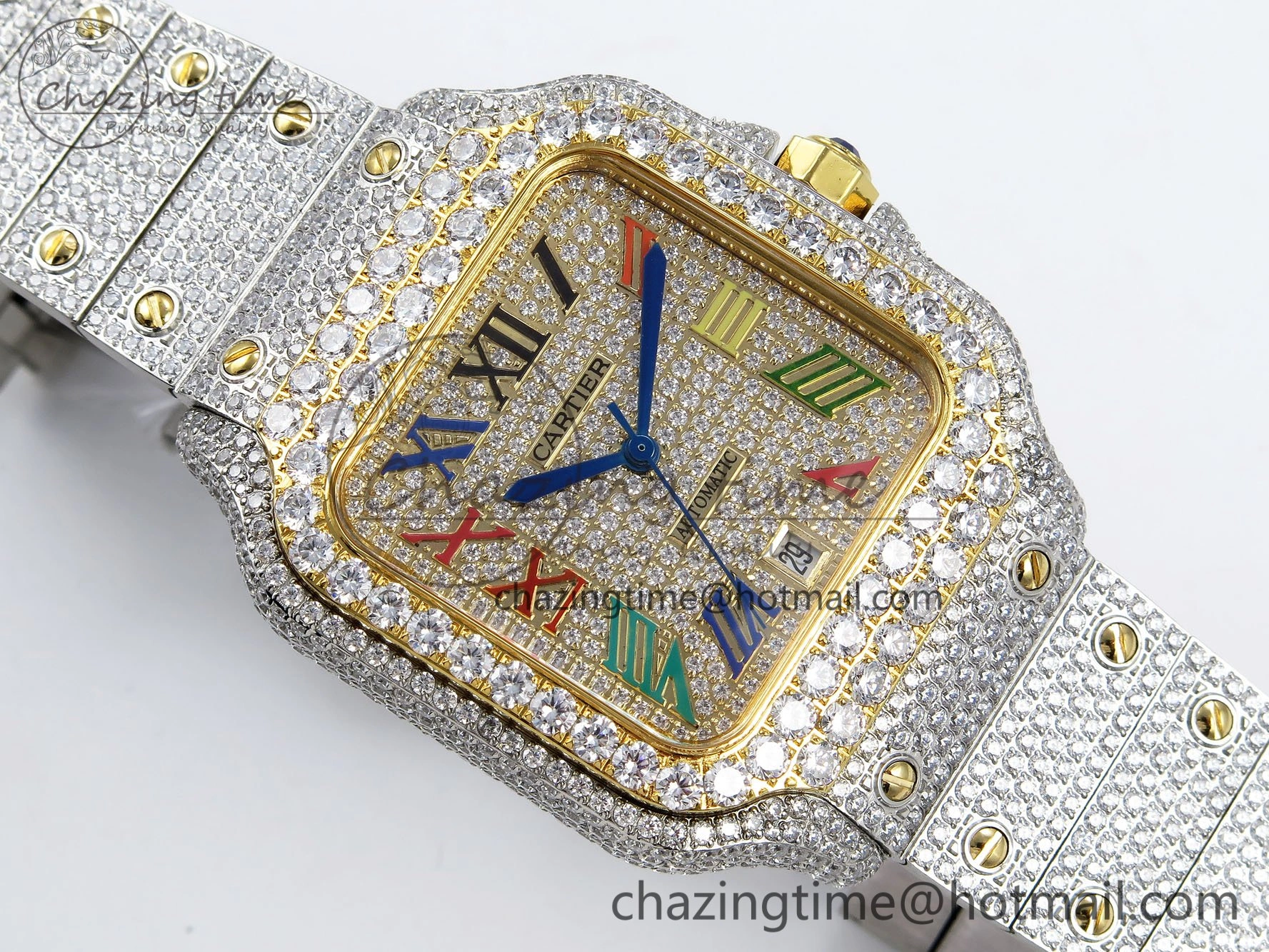 Santos De 40mm TWF 1:1 Best Edition Rainbow Dial 904L SS YG Case and Bracelet A Stylish 6018