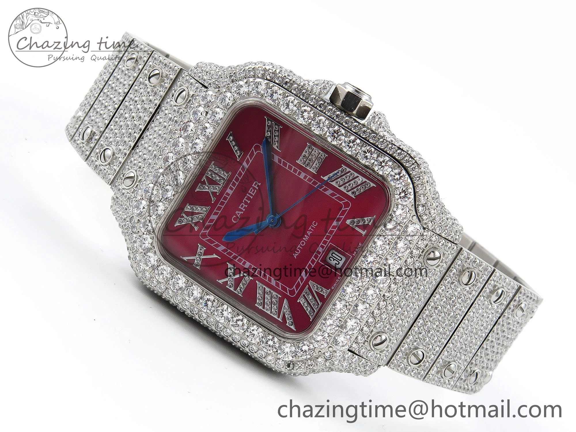 Thermal Santos De 40mm TWF 1:1 Best Edition Red Dial 904L SS Case and Bracelet A 5992