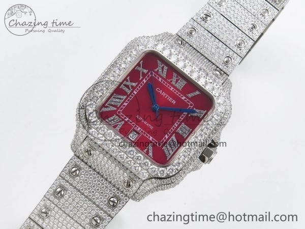 Thermal Santos De 40mm TWF 1:1 Best Edition Red Dial 904L SS Case and Bracelet A 5992