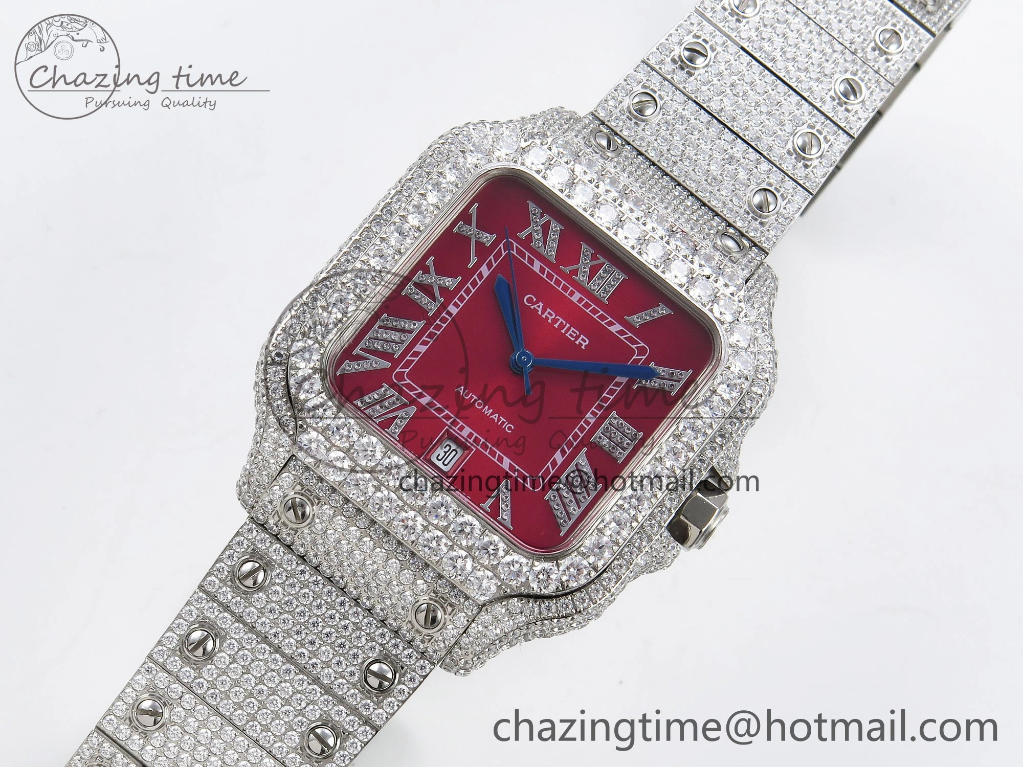 Thermal Santos De 40mm TWF 1:1 Best Edition Red Dial 904L SS Case and Bracelet A 5992