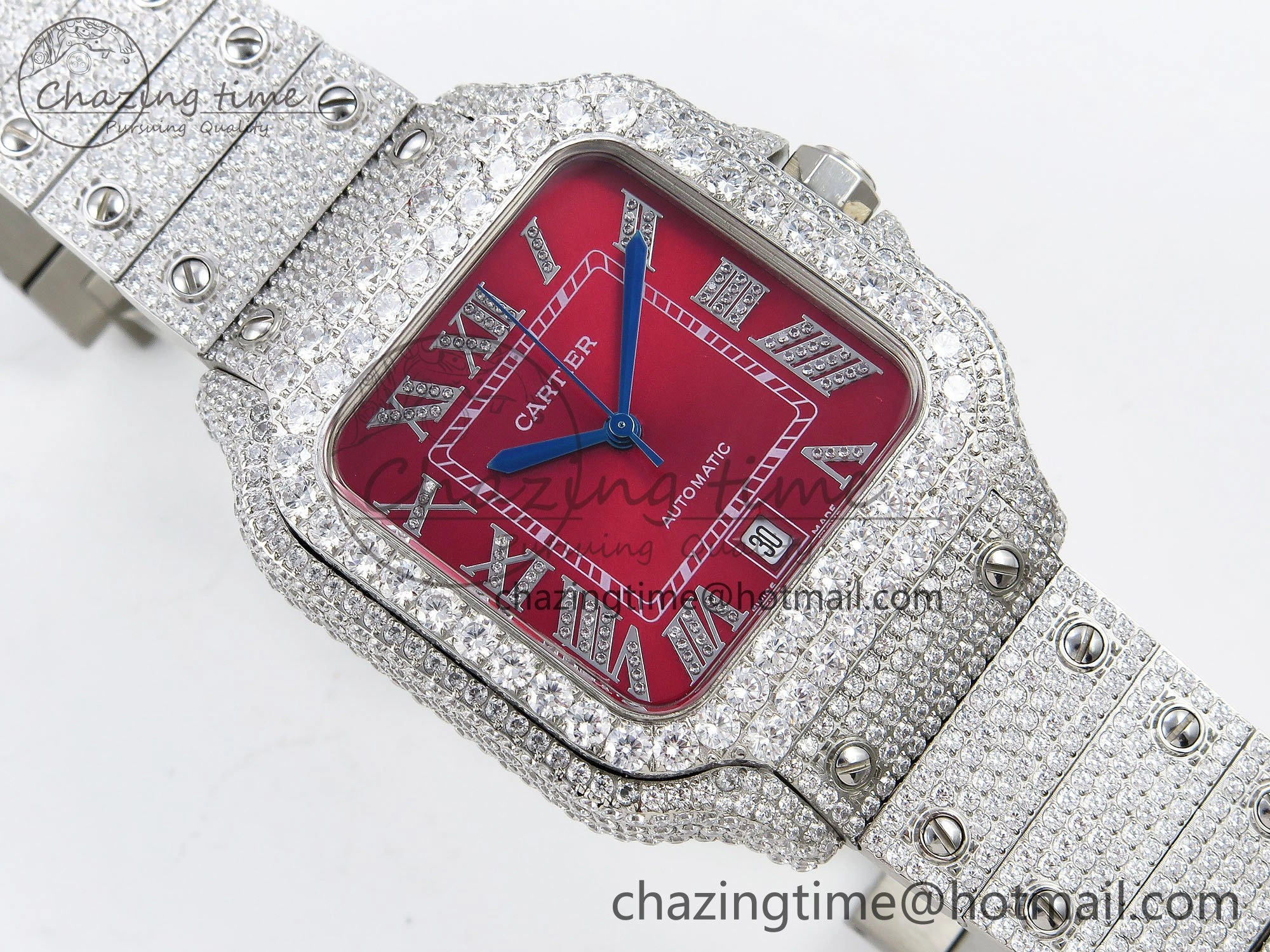 Thermal Santos De 40mm TWF 1:1 Best Edition Red Dial 904L SS Case and Bracelet A 5992