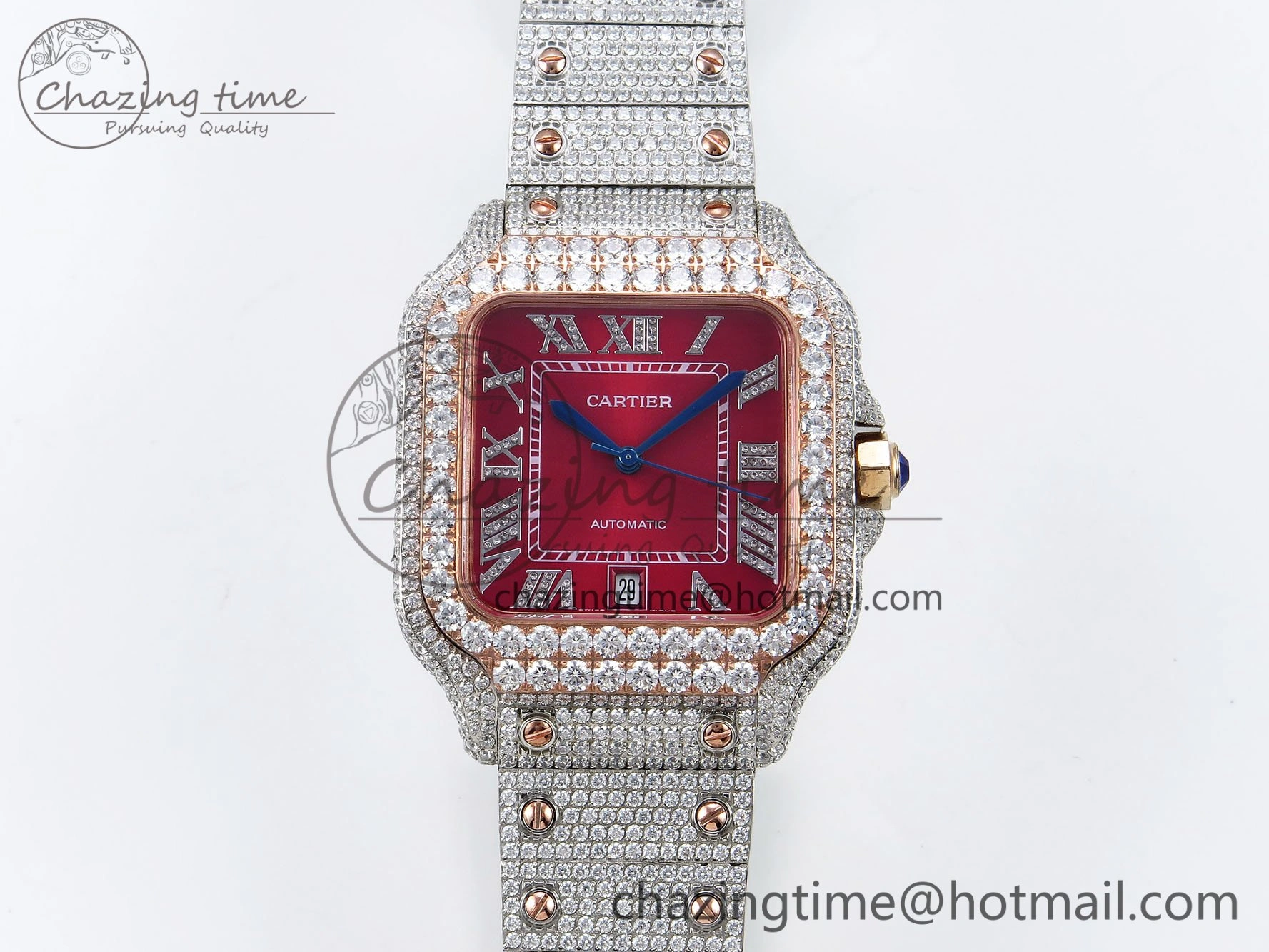 Santos De 40mm TWF 1:1 Best Edition Red Dial 904L SS RG Case and Bracelet A GoodFit 6001