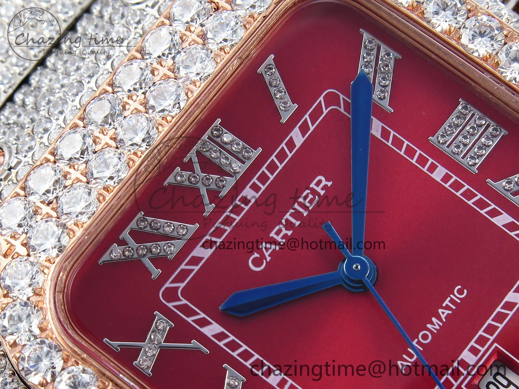Santos De 40mm TWF 1:1 Best Edition Red Dial 904L SS RG Case and Bracelet A GoodFit 6001