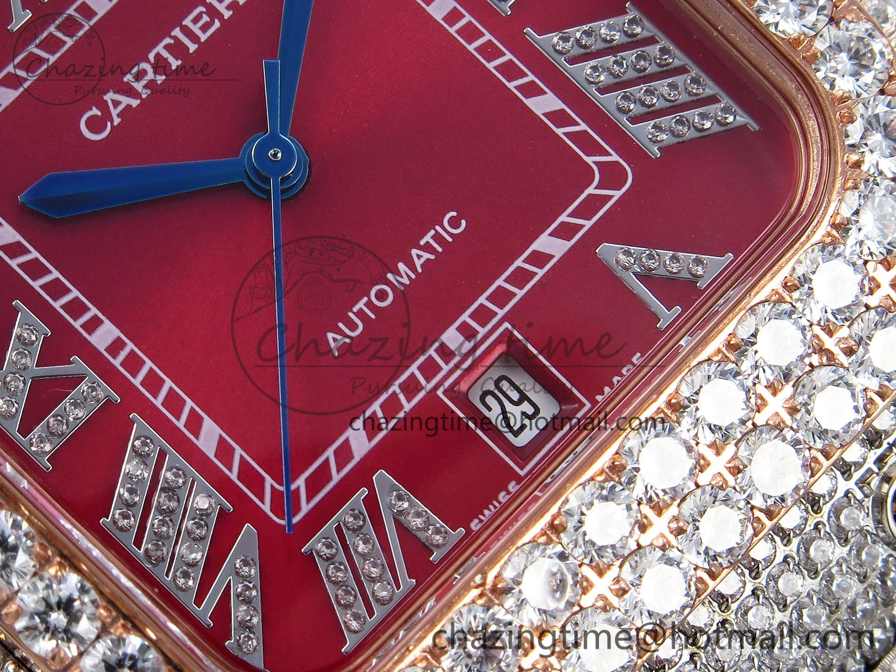 Santos De 40mm TWF 1:1 Best Edition Red Dial 904L SS RG Case and Bracelet A GoodFit 6001