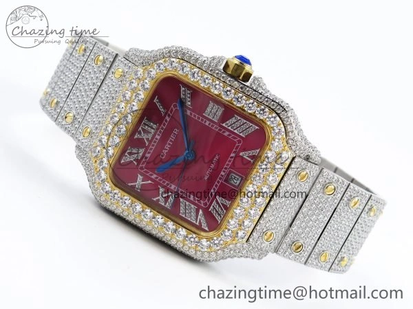 FlexibleFit Santos De 40mm TWF 1:1 Best Edition Red Dial 904L SS YG Case and Bracelet A 6026