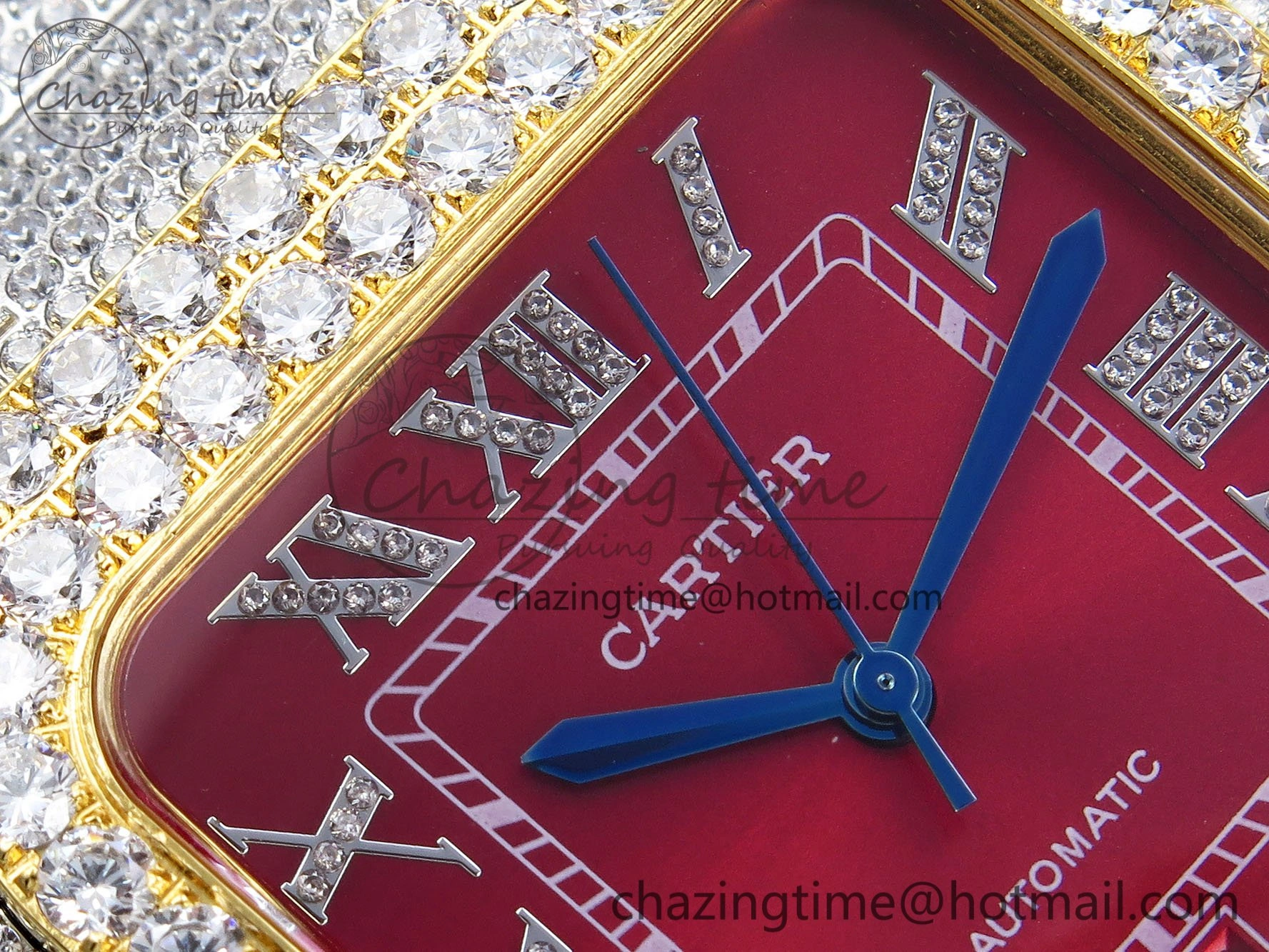 FlexibleFit Santos De 40mm TWF 1:1 Best Edition Red Dial 904L SS YG Case and Bracelet A 6026