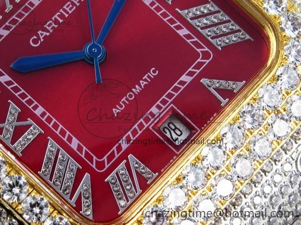 FlexibleFit Santos De 40mm TWF 1:1 Best Edition Red Dial 904L SS YG Case and Bracelet A 6026