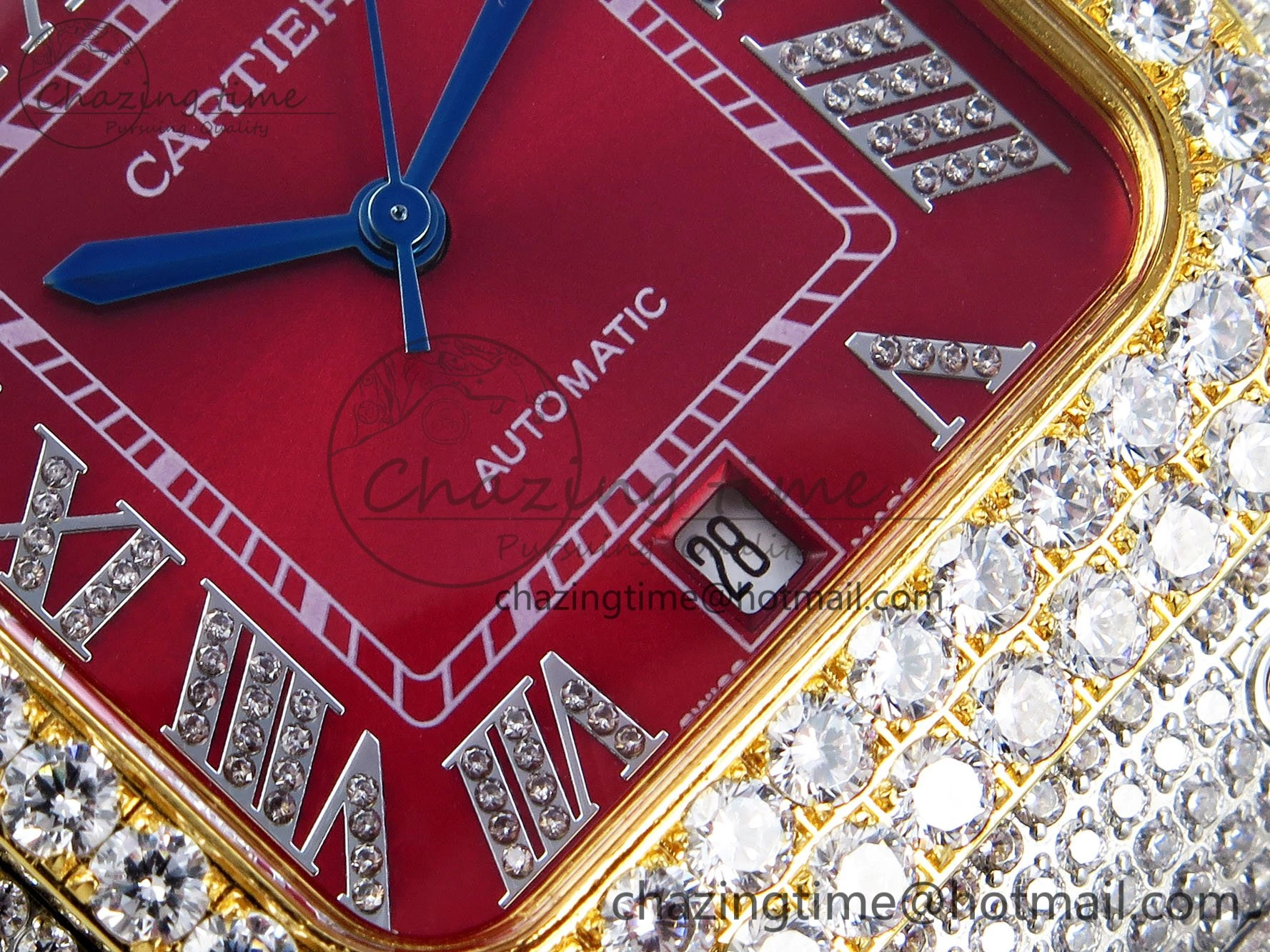 FlexibleFit Santos De 40mm TWF 1:1 Best Edition Red Dial 904L SS YG Case and Bracelet A 6026