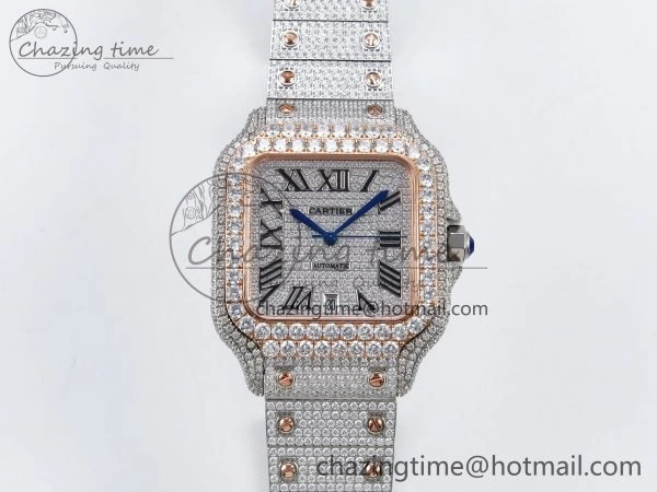 Santos De 40mm TWF 1:1 Best Edition SS Dial 904L SS RG Case and Bracelet A Soft 6011