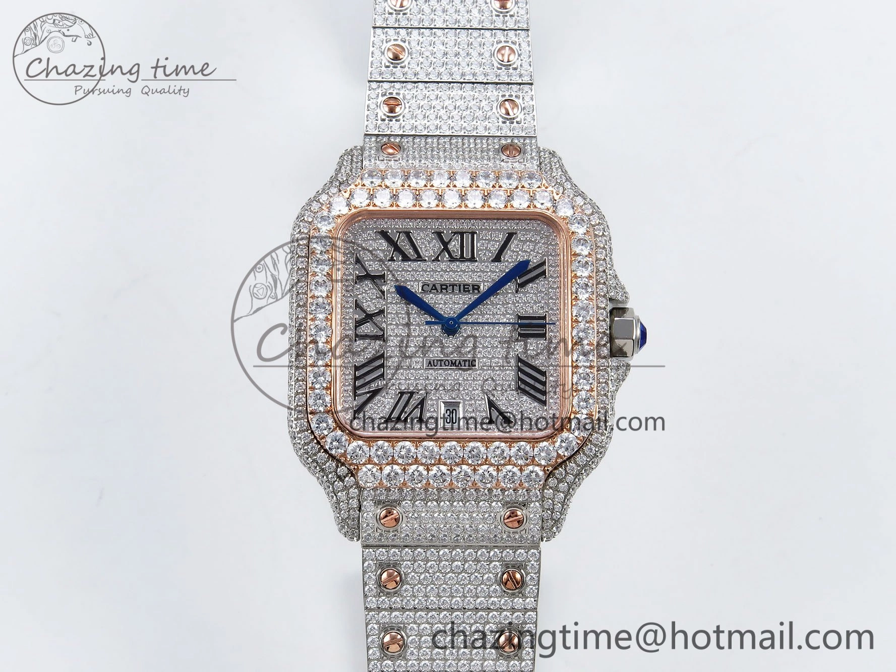Santos De 40mm TWF 1:1 Best Edition SS Dial 904L SS RG Case and Bracelet A Soft 6011