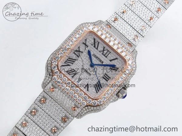 Santos De 40mm TWF 1:1 Best Edition SS Dial 904L SS RG Case and Bracelet A Soft 6011