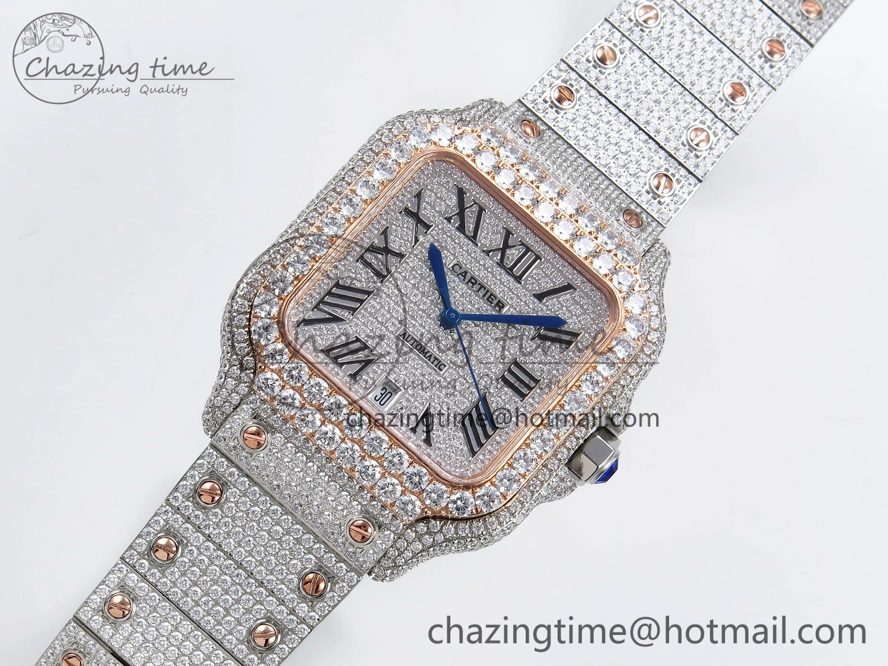 Santos De 40mm TWF 1:1 Best Edition SS Dial 904L SS RG Case and Bracelet A Soft 6011