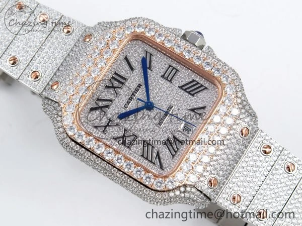 Santos De 40mm TWF 1:1 Best Edition SS Dial 904L SS RG Case and Bracelet A Soft 6011