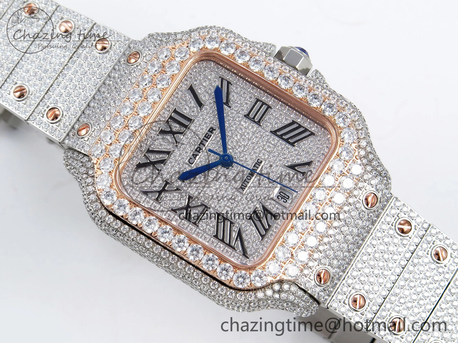 Santos De 40mm TWF 1:1 Best Edition SS Dial 904L SS RG Case and Bracelet A Soft 6011