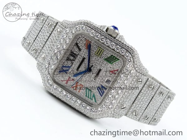 TimelessDesign Santos De 40mm TWF 1:1 Best Edition SS Rainbow Dial 904L SS Case and Bracelet A 5996