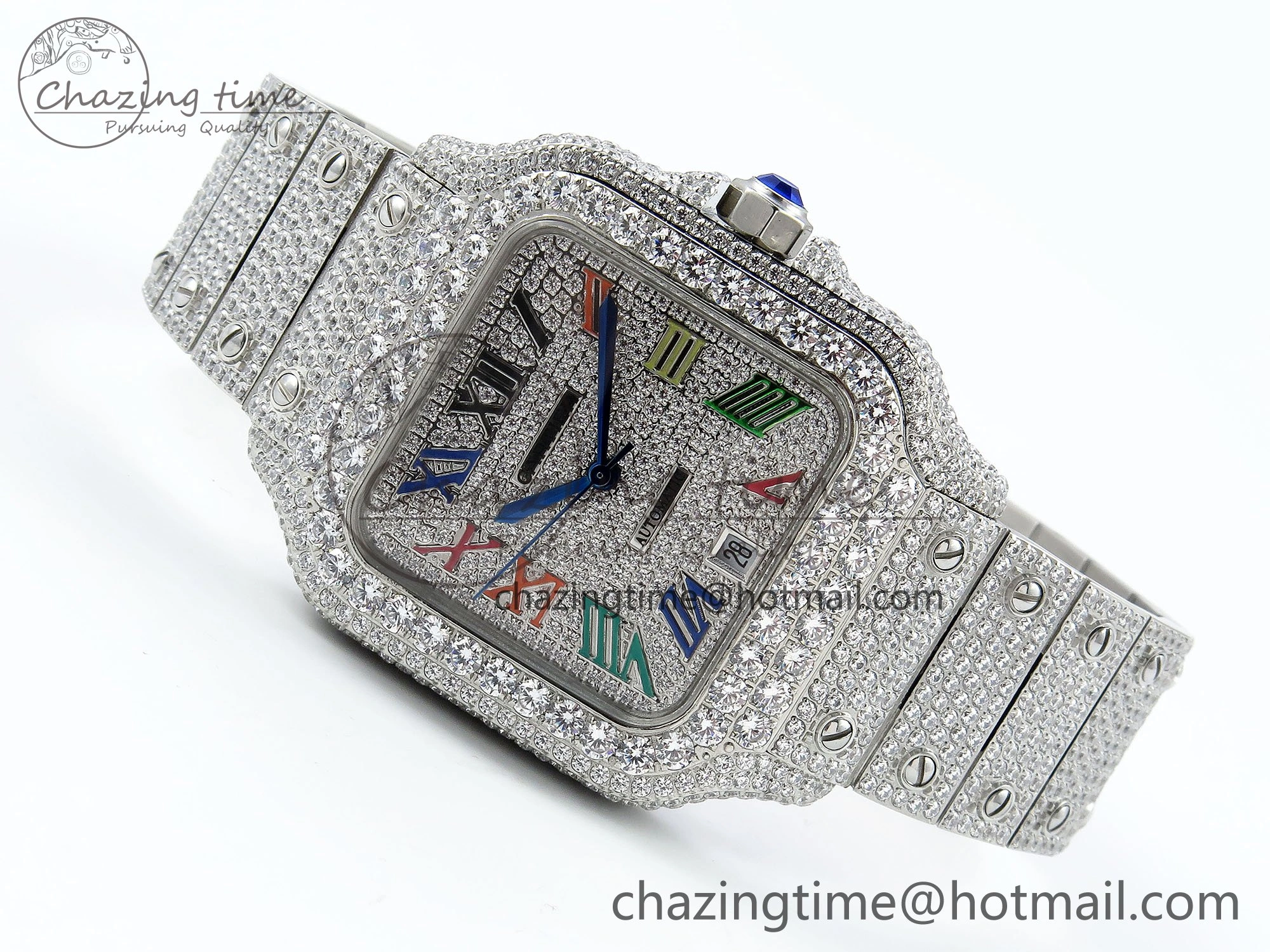TimelessDesign Santos De 40mm TWF 1:1 Best Edition SS Rainbow Dial 904L SS Case and Bracelet A 5996