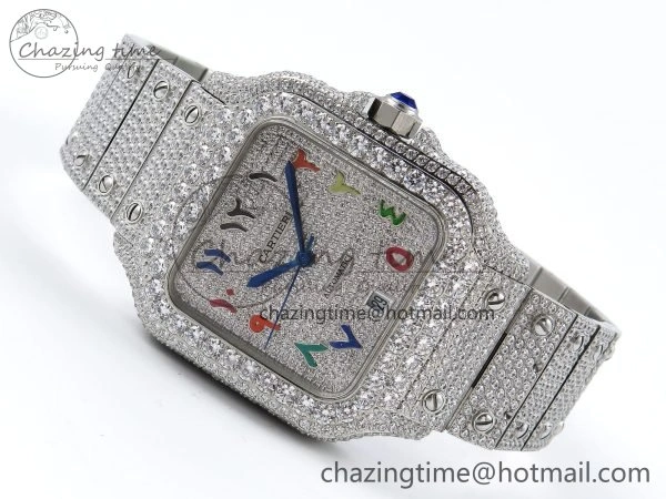 Snug Santos De 40mm TWF 1:1 Best Edition SS Rainbow Dial 904L SS Case and Bracelet A 5999