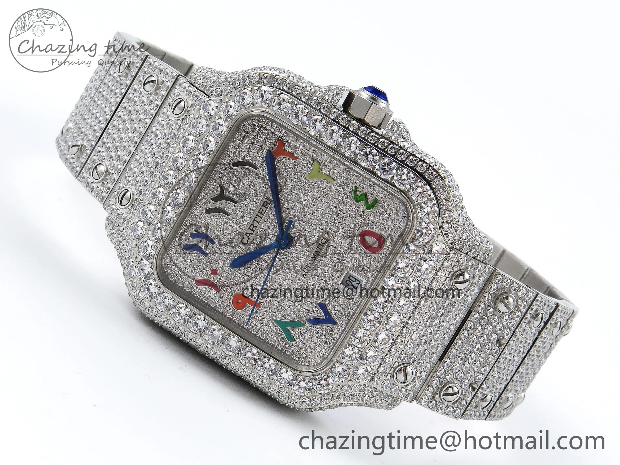 Snug Santos De 40mm TWF 1:1 Best Edition SS Rainbow Dial 904L SS Case and Bracelet A 5999