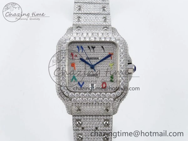 Snug Santos De 40mm TWF 1:1 Best Edition SS Rainbow Dial 904L SS Case and Bracelet A 5999
