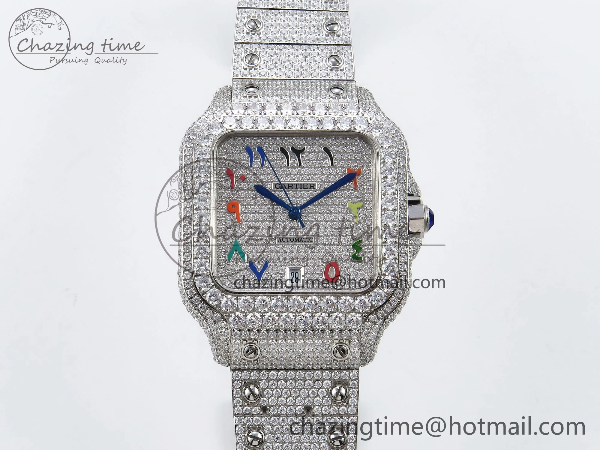 Snug Santos De 40mm TWF 1:1 Best Edition SS Rainbow Dial 904L SS Case and Bracelet A 5999