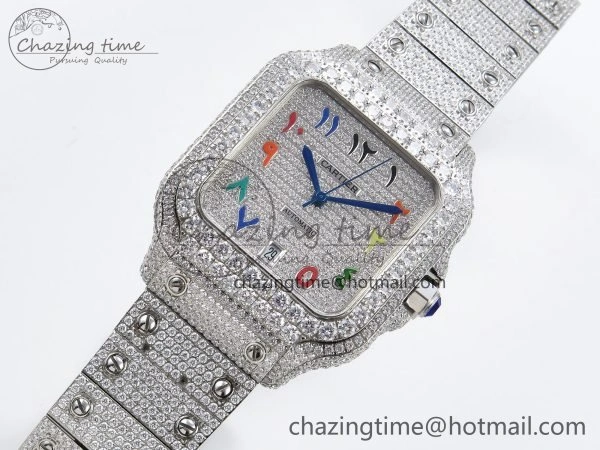 Snug Santos De 40mm TWF 1:1 Best Edition SS Rainbow Dial 904L SS Case and Bracelet A 5999