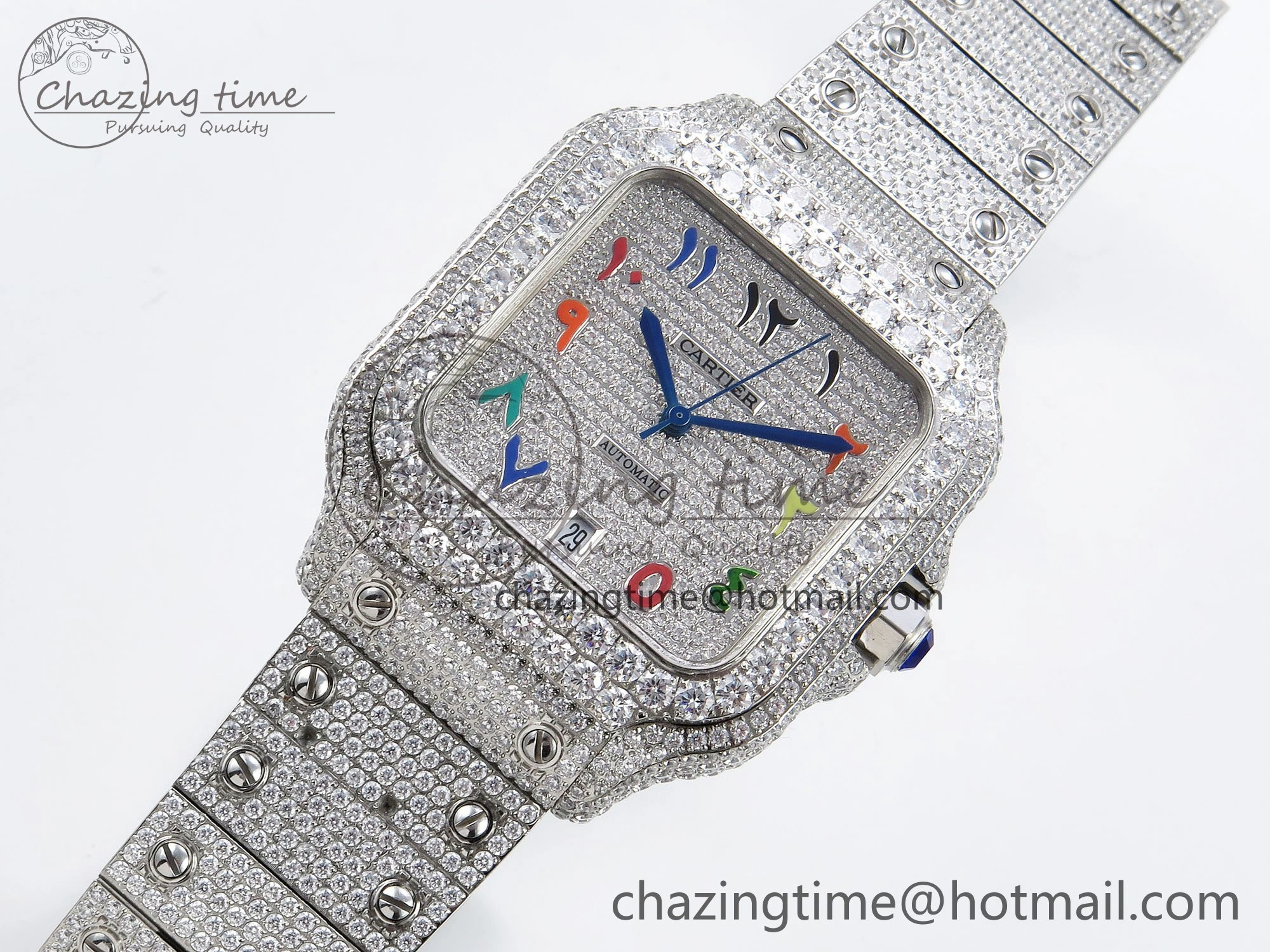 Snug Santos De 40mm TWF 1:1 Best Edition SS Rainbow Dial 904L SS Case and Bracelet A 5999