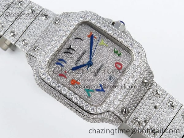 Snug Santos De 40mm TWF 1:1 Best Edition SS Rainbow Dial 904L SS Case and Bracelet A 5999