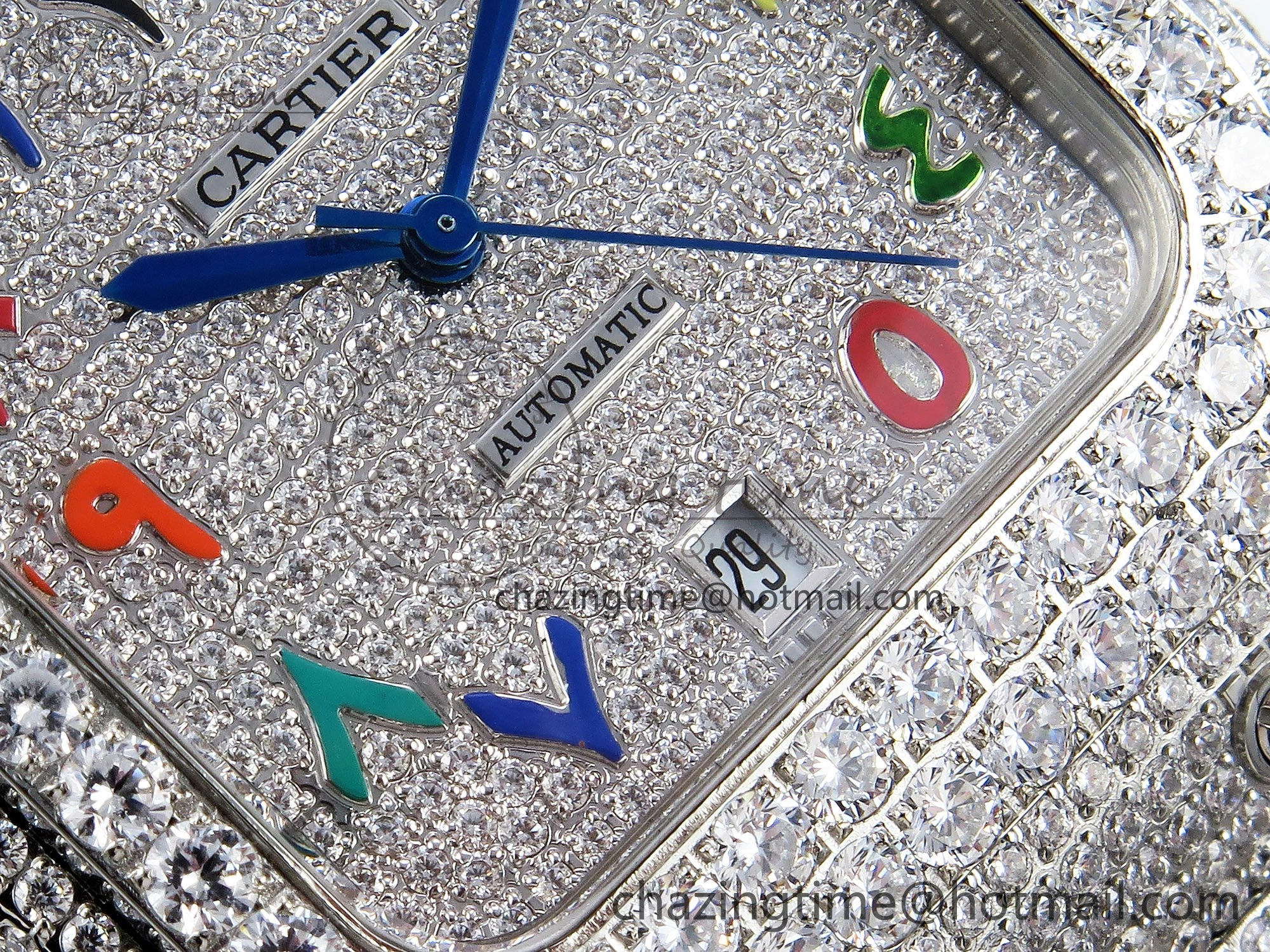 Snug Santos De 40mm TWF 1:1 Best Edition SS Rainbow Dial 904L SS Case and Bracelet A 5999