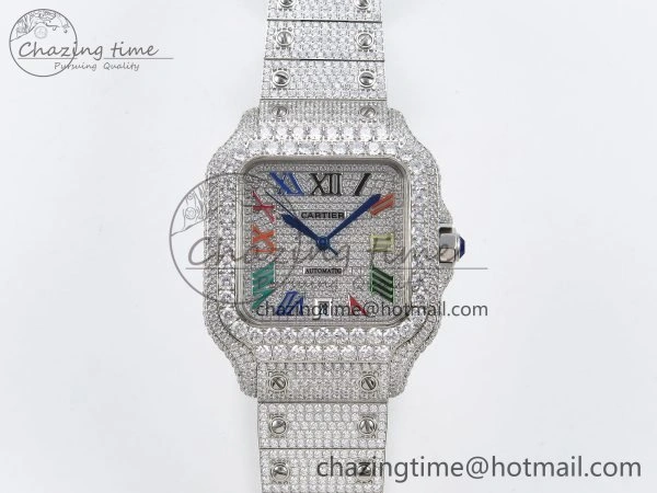 TimelessDesign Santos De 40mm TWF 1:1 Best Edition SS Rainbow Dial 904L SS Case and Bracelet A 5996