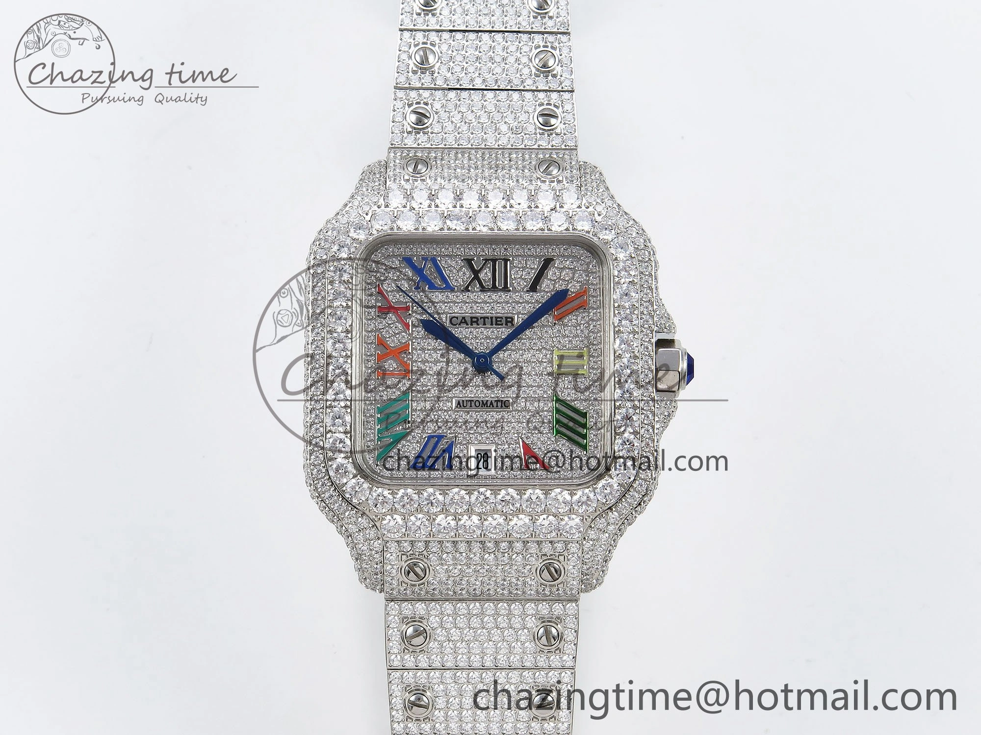 TimelessDesign Santos De 40mm TWF 1:1 Best Edition SS Rainbow Dial 904L SS Case and Bracelet A 5996