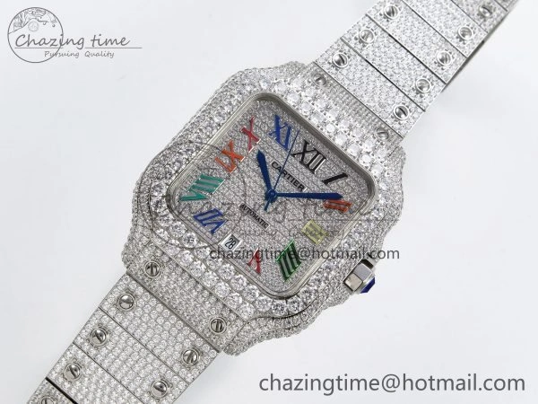 TimelessDesign Santos De 40mm TWF 1:1 Best Edition SS Rainbow Dial 904L SS Case and Bracelet A 5996