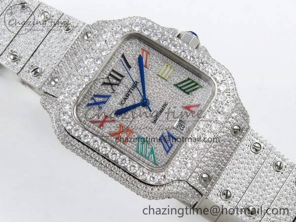 TimelessDesign Santos De 40mm TWF 1:1 Best Edition SS Rainbow Dial 904L SS Case and Bracelet A 5996