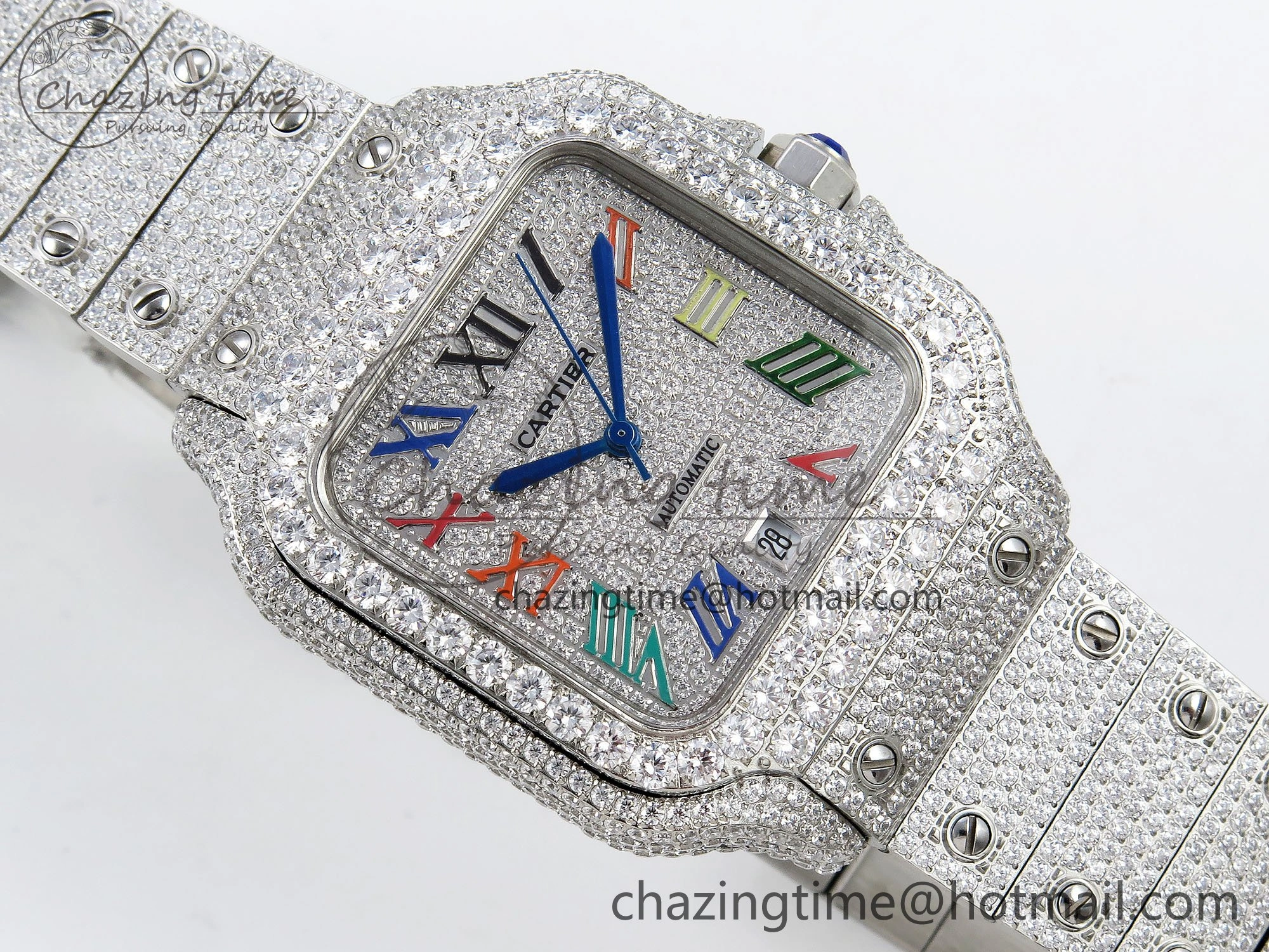 TimelessDesign Santos De 40mm TWF 1:1 Best Edition SS Rainbow Dial 904L SS Case and Bracelet A 5996