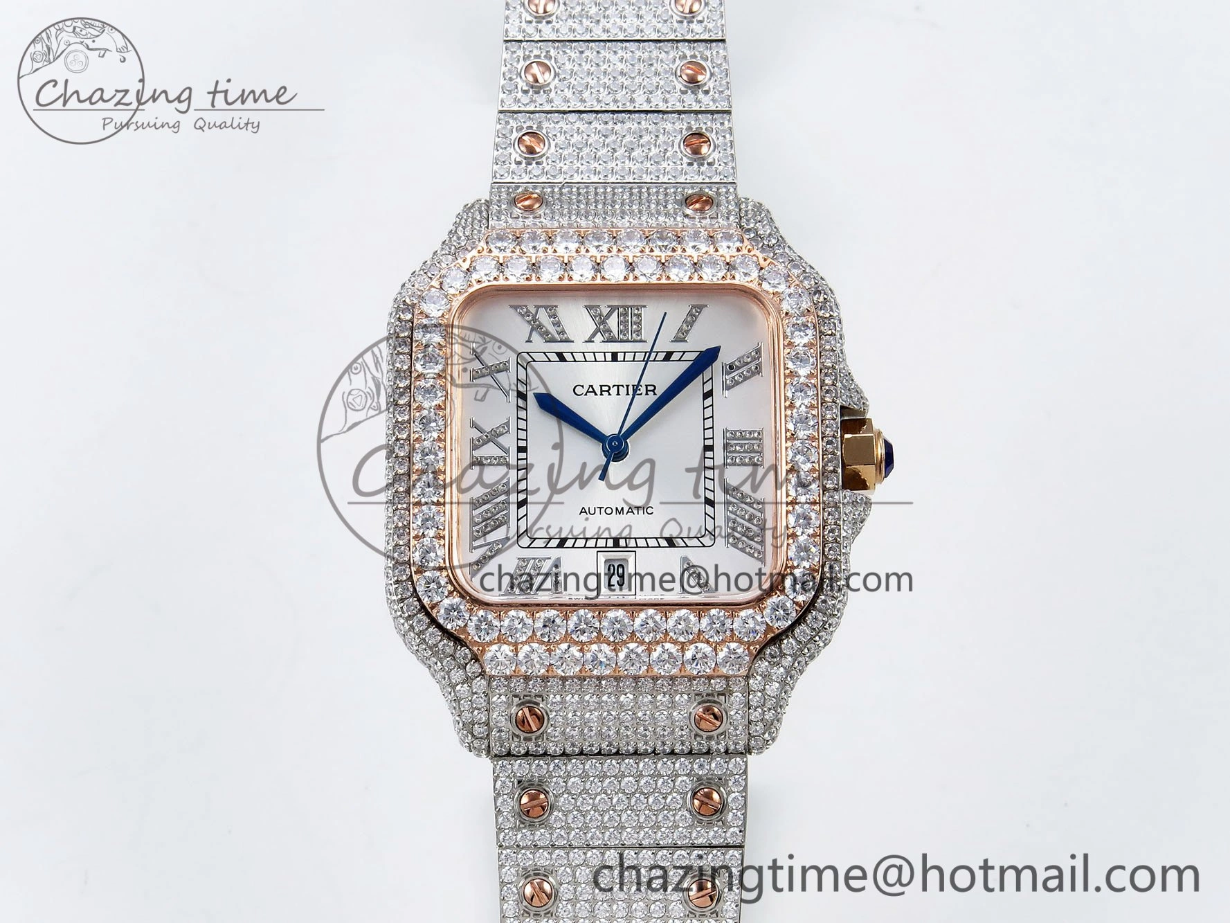 Santos De 40mm TWF 1:1 Best Edition White Dial 904L SS RG Case and Bracelet A ZipUp 6004