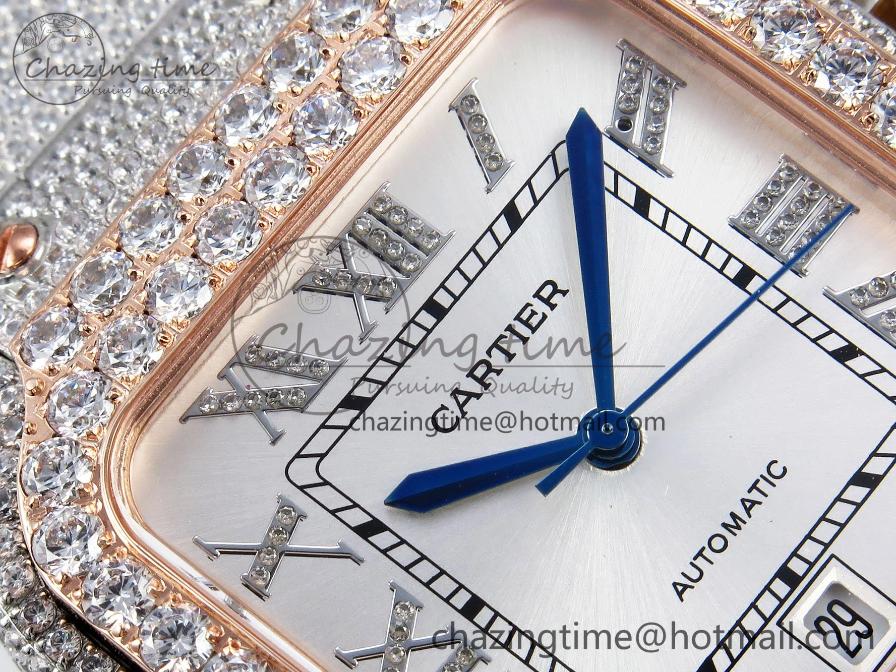 Santos De 40mm TWF 1:1 Best Edition White Dial 904L SS RG Case and Bracelet A ZipUp 6004