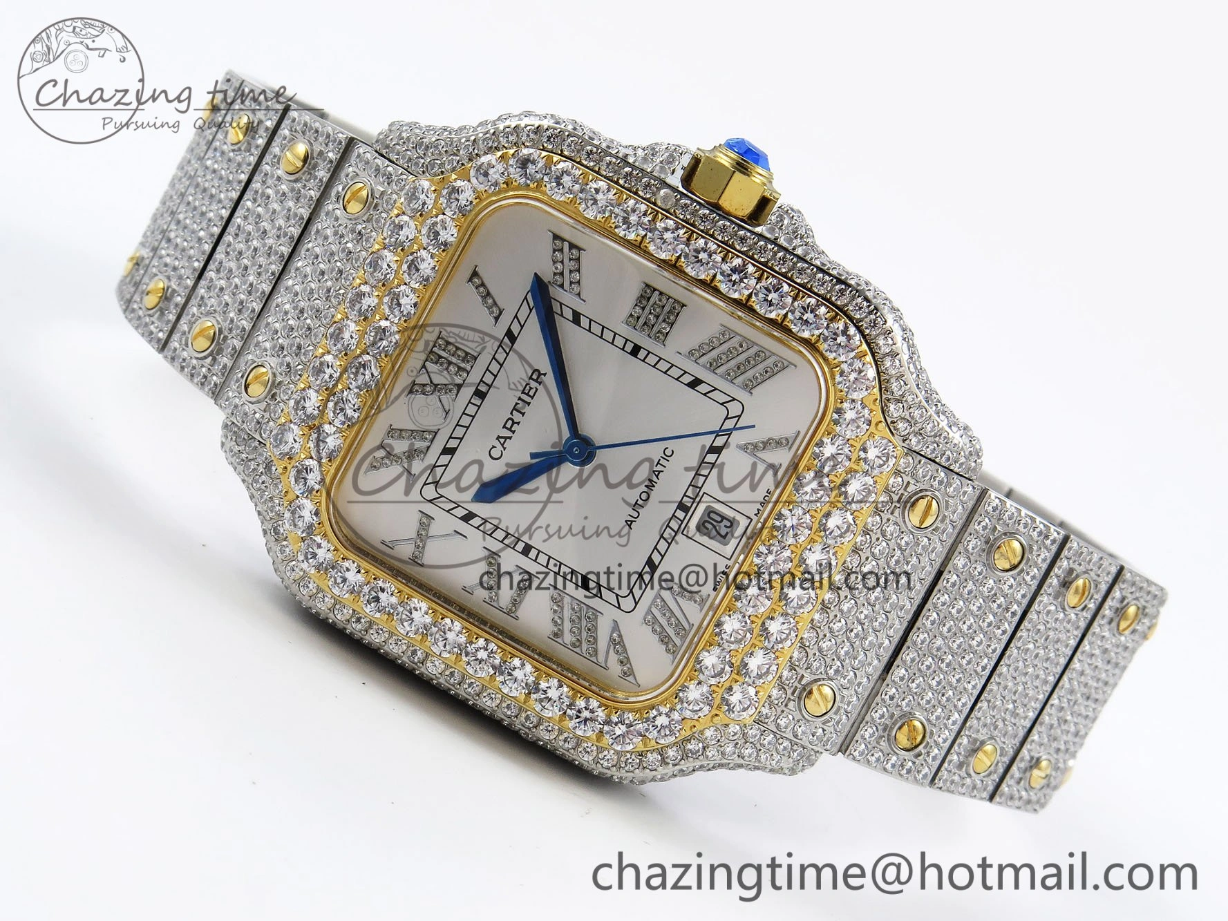 Stylish Santos De 40mm TWF 1:1 Best Edition White Dial 904L SS YG Case and Bracelet A 6017