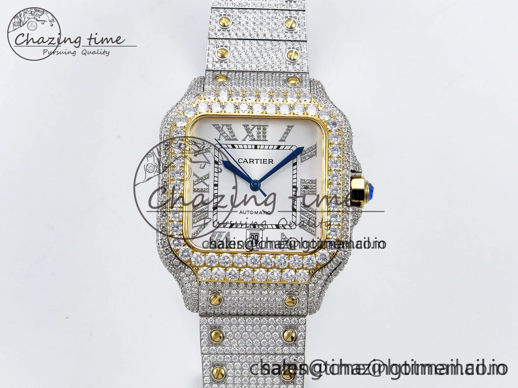 Stylish Santos De 40mm TWF 1:1 Best Edition White Dial 904L SS YG Case and Bracelet A 6017