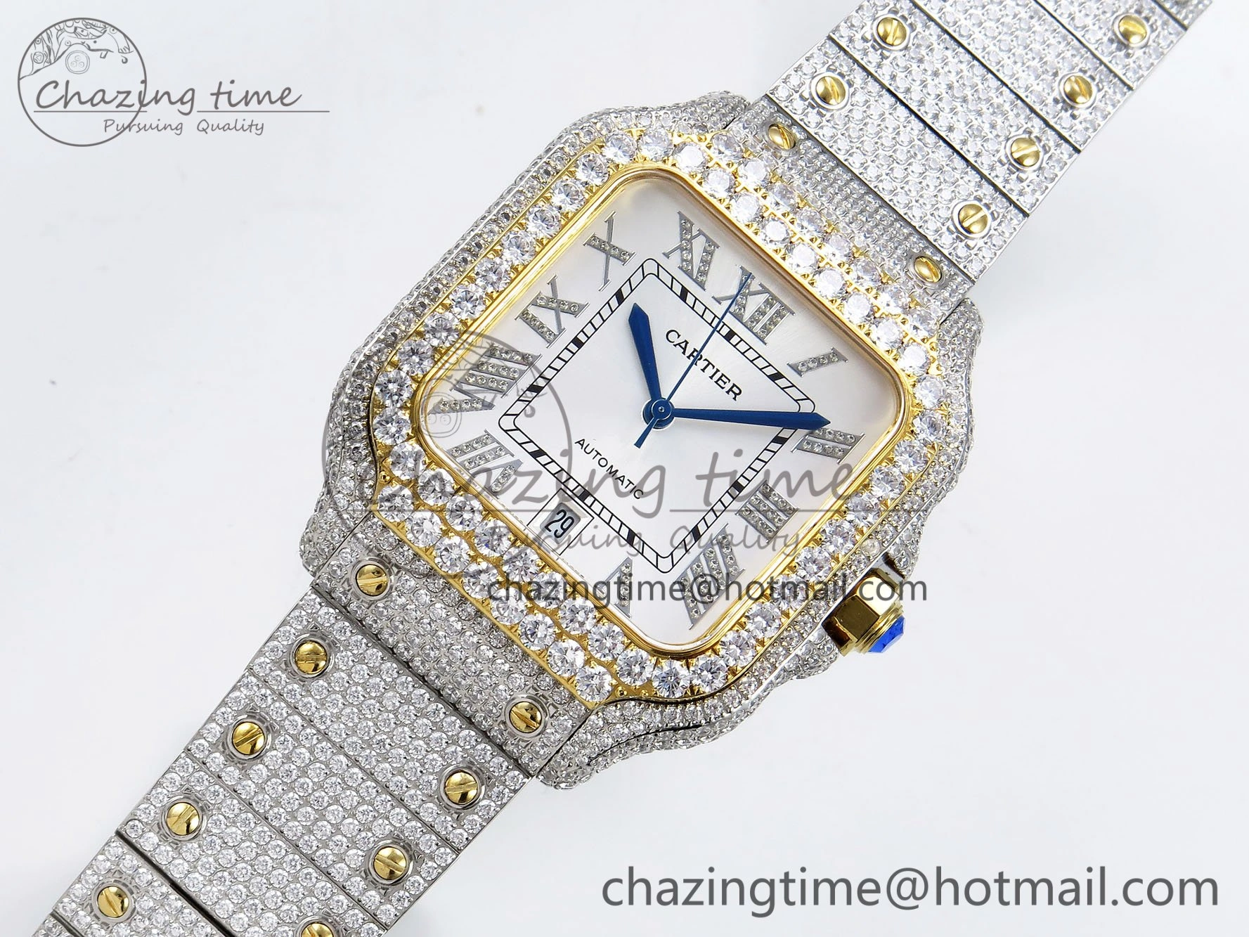 Stylish Santos De 40mm TWF 1:1 Best Edition White Dial 904L SS YG Case and Bracelet A 6017