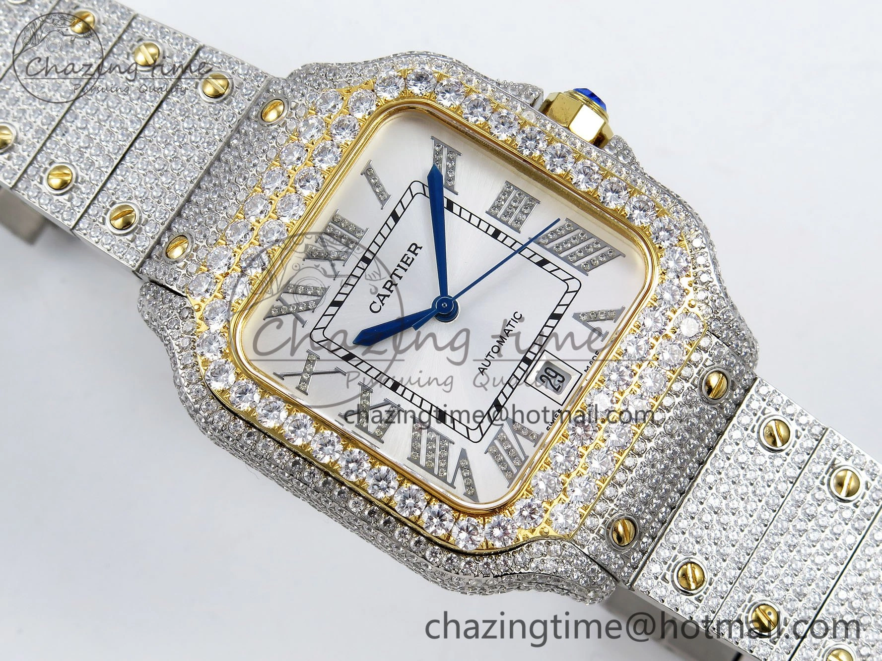 Stylish Santos De 40mm TWF 1:1 Best Edition White Dial 904L SS YG Case and Bracelet A 6017