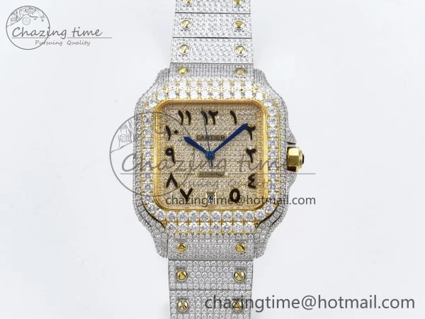 Santos De 40mm TWF 1:1 Best Edition YG Dial 904L SS YG Case and Bracelet A Tailored 6016
