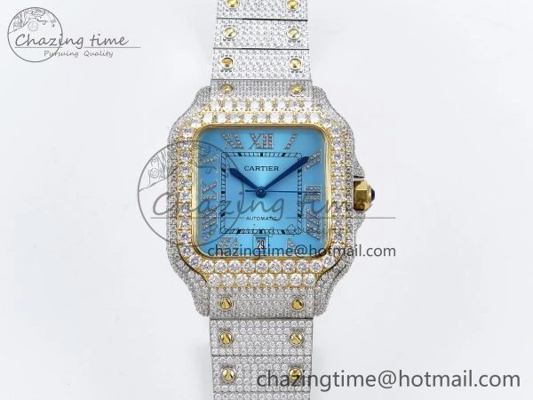 Santos De 40mm TWF 1:1 Best Edition YG Dial 904L SS YG Case and Bracelet A Durable 6014
