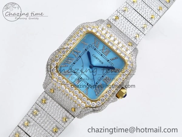 Santos De 40mm TWF 1:1 Best Edition YG Dial 904L SS YG Case and Bracelet A Durable 6014