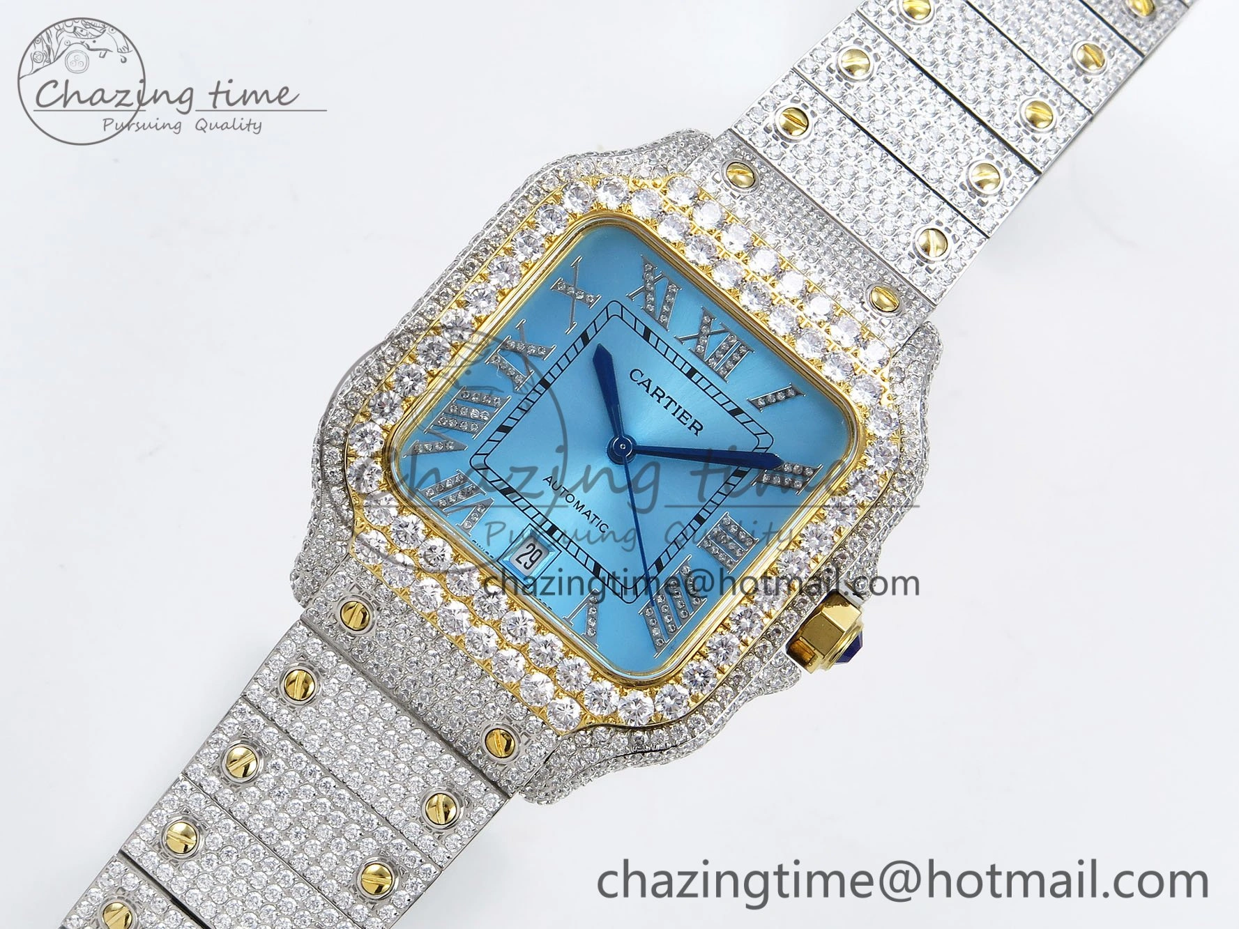 Santos De 40mm TWF 1:1 Best Edition YG Dial 904L SS YG Case and Bracelet A Durable 6014