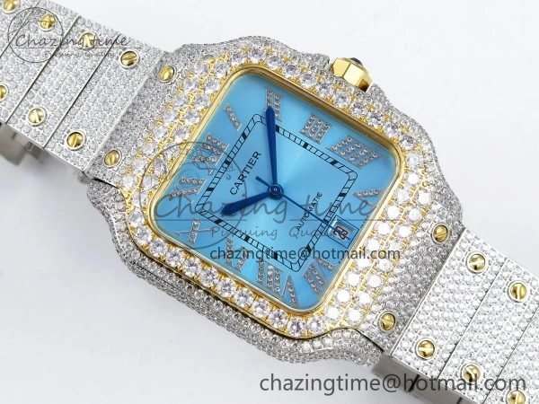 Santos De 40mm TWF 1:1 Best Edition YG Dial 904L SS YG Case and Bracelet A Durable 6014