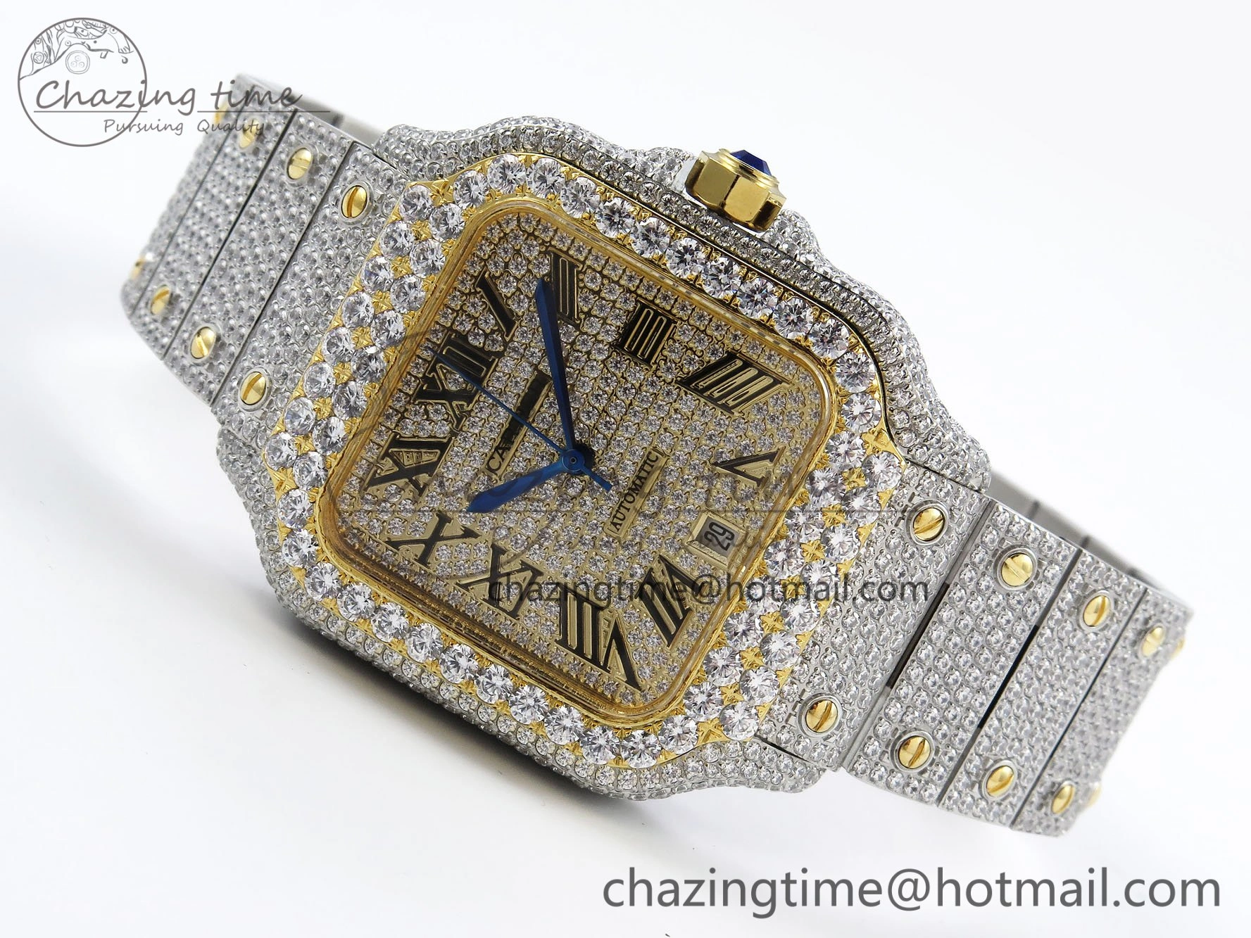 Supportive Santos De 40mm TWF 1:1 Best Edition YG Dial 904L SS YG Case and Bracelet A 6020