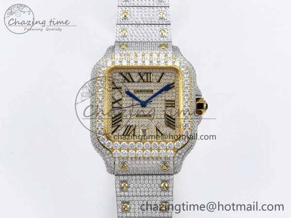 Supportive Santos De 40mm TWF 1:1 Best Edition YG Dial 904L SS YG Case and Bracelet A 6020